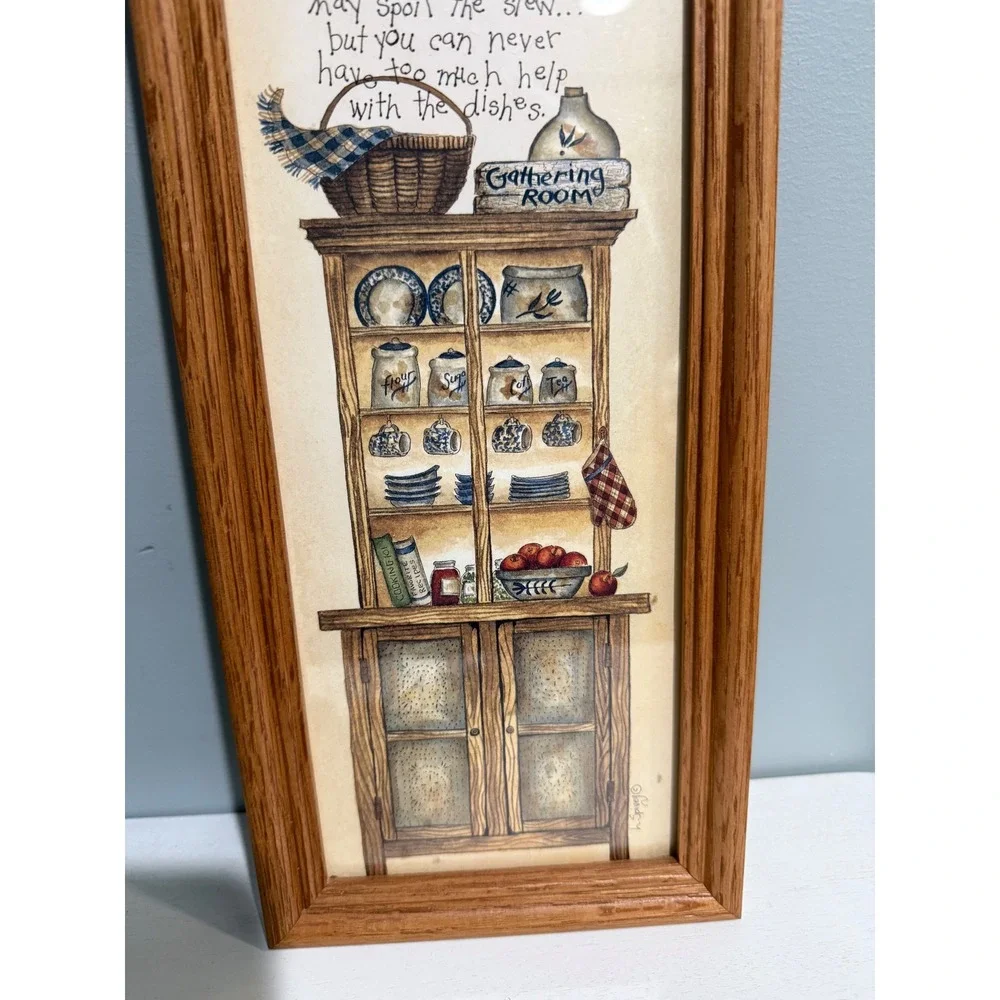 L Spivey Kitchen Rules Framed Wall Art Country Farmhouse Oak Cottagecore